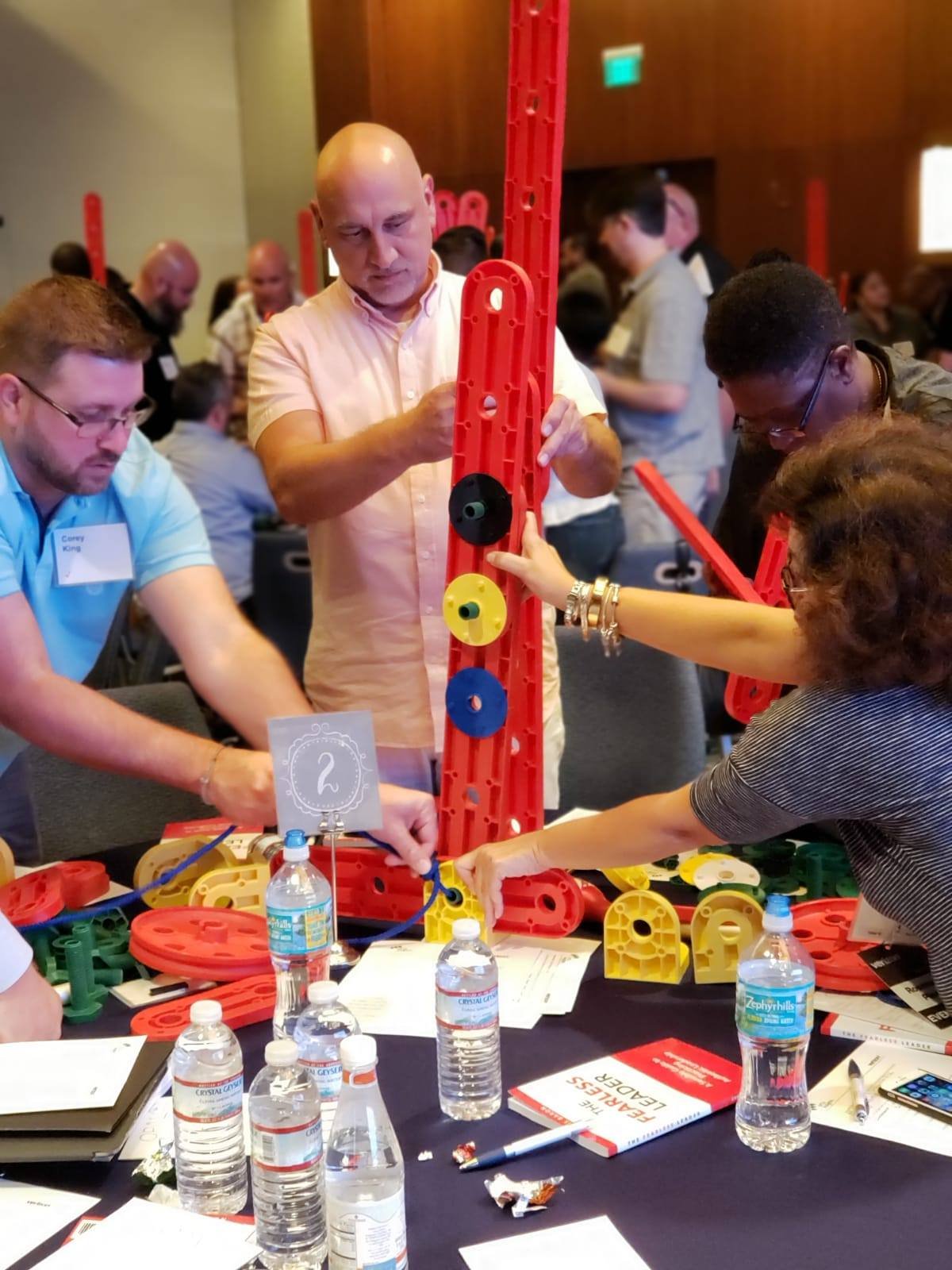 HR heads and L&D heads playing a experiential leadership workshop conducted by Team SimuRise