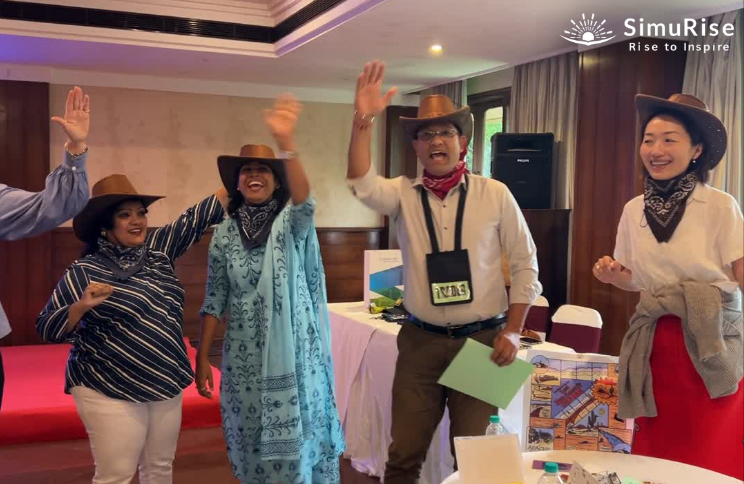 Corporate employees enjoying business simulation, the best in india